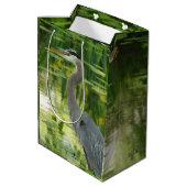 青素晴らしいヘロン池 – 緑 ミディアムペーパーバッグ (裏面アングル)