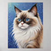 青素晴らしい目のラグドール絵を描ネコエレガント ポスター (正面)