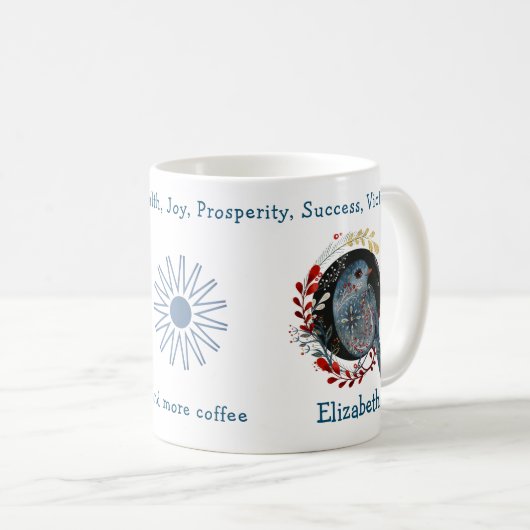 青素晴らしい鳥と植物。及ユニークびおもしろい コーヒーマグカップ (正面右)