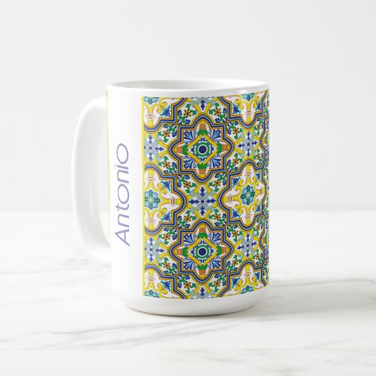 💛💙💚青素晴らしと黄色のアズレホス コーヒーマグカップ (正面左)