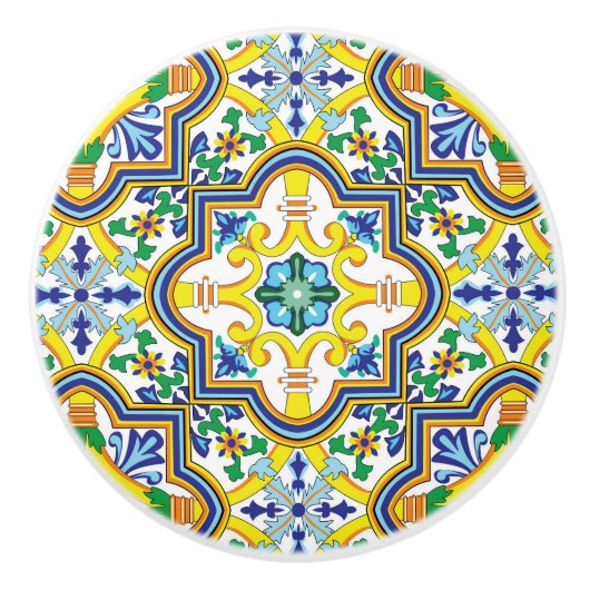 💛💙💚青素晴らしと黄色のアズレホス セラミックノブ (正面)