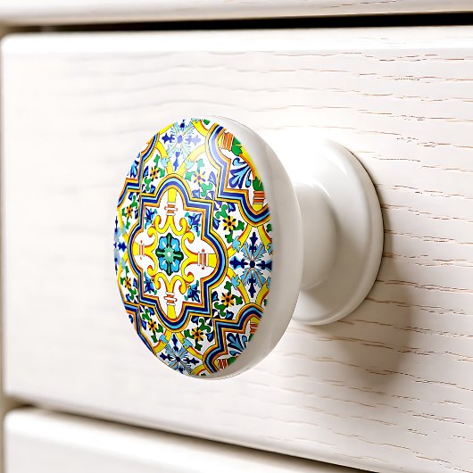 💛💙💚青素晴らしと黄色のアズレホス セラミックノブ