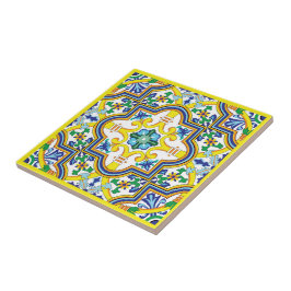 💛💙💚青素晴らしと黄色のアズレホス タイル
