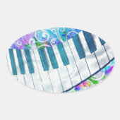 青素晴らしカッコいい輪ピアノのライト効果 楕円形シール (正面)