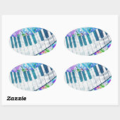 青素晴らしカッコいい輪ピアノのライト効果 楕円形シール (シート)