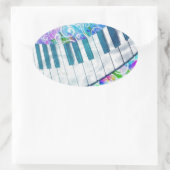 青素晴らしカッコいい輪ピアノのライト効果 楕円形シール (バッグ)