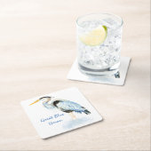 青素晴らしヘロン水彩鳥画 スクエアペーパーコースター (インサイチュ)