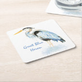 青素晴らしヘロン水彩鳥画 スクエアペーパーコースター (アングル)