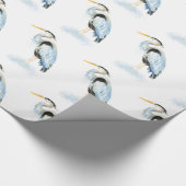 青素晴らしヘロン水彩鳥画 ラッピングペーパー (角)