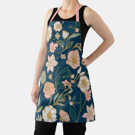 青素晴らし桃花柄 エプロン (インサイチュ)