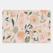 青素晴らし桃花柄 ラッピングペーパーシート (正面3)