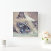 青素晴らし目のラグドール‎猫 スクエア壁時計 (ホーム)