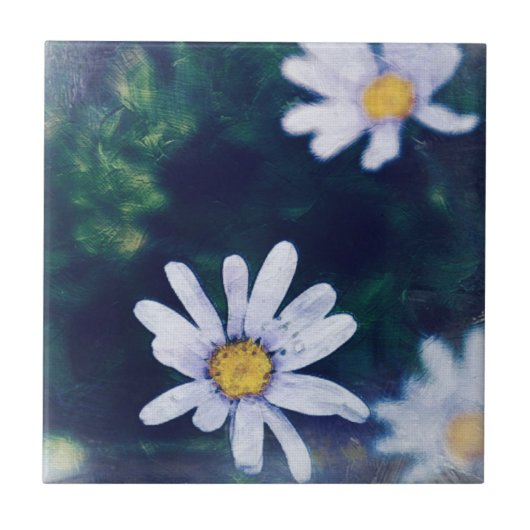 青素晴らし色の黄絵画色の花 タイル (正面)