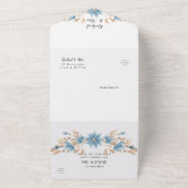 青素朴いドライフラワー結婚ズ オールインワン招待状 (外側)