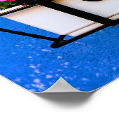 青素朴いヴィンテージ壁にピンクの花箱 ポスター (角)