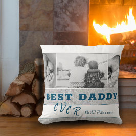 青素朴い最高のDaddy Father's Dayフォトコラージュ クッション