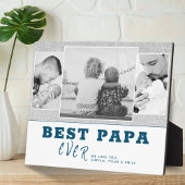 青素朴い最高のPapa父の日3写真コラージュ フォトプラーク