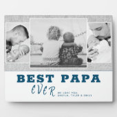 青素朴い最高のPapa父の日3写真コラージュ フォトプラーク (正面)
