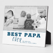 青素朴い最高のPapa父の日3写真コラージュ フォトプラーク (側面)