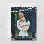 青素朴い木の光が日付を救う マグネット招待状 (正面)