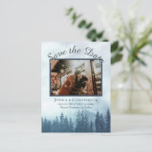 青素朴い森の結婚式の日付写真を保存 案内ポストカード (スタンド正面)