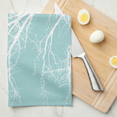 青素朴い白い木の枝 キッチンタオル (四つ折り)