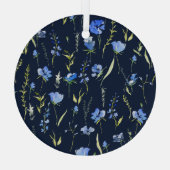 青素朴い花:植物性イラストレーション。 ガラスオーナメント (裏面)