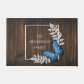 青素朴い蝶のパーソナライズされた模様 ドアマット (正面)