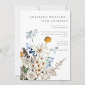 青素朴い野の花とデイジー結婚の両側 招待状 (正面)