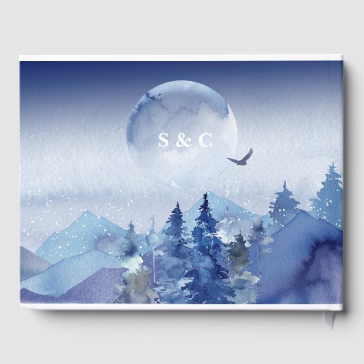 青素朴い霧の松の森私たち結婚の ゲストブック (裏面)