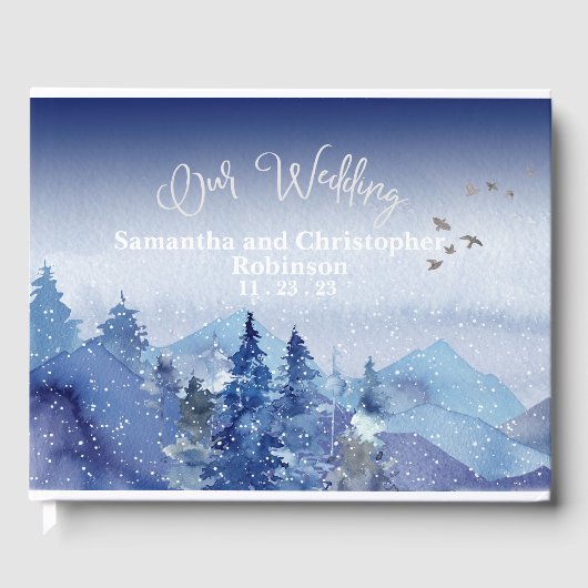 青素朴い霧の松の森私たち結婚の ゲストブック (正面)