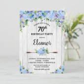 青素朴かわいらしフローラ花70誕生日 招待状 (スタンド正面)