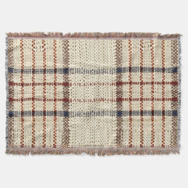 青素朴とベージュの格子模様 スローブランケット