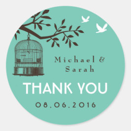 青素朴とヴィンテージの鳥ケ結婚ージのシール ラウンドシール