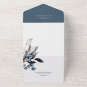 青素朴と白の冬の葉QRコード オールインワン招待状 (外側)