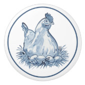 青素朴と白の鶏の鶏卵の国かわいい セラミックノブ (正面)