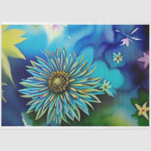 青素朴と緑の水色フローラ 薄葉紙 (正面)