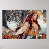 青素朴と黄褐色の水色の少女 ポスター (正面)