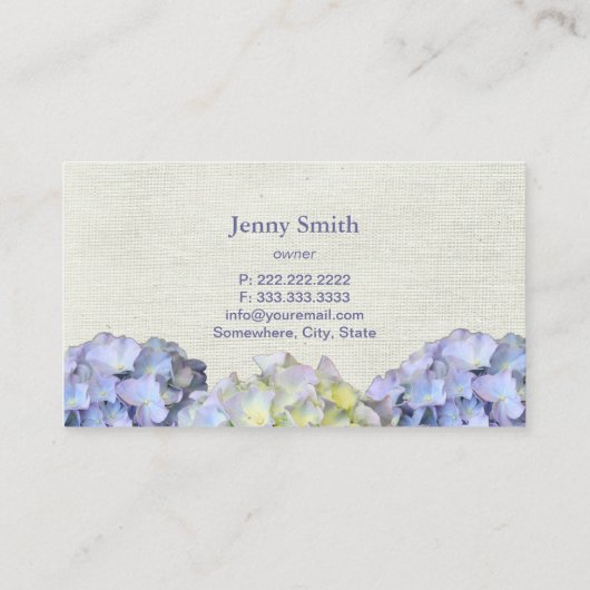 青素朴アジサイのエレガント花 名刺 (裏面)