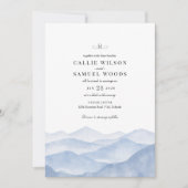 青素朴エレガント山の水の色結婚の 招待状 (正面)
