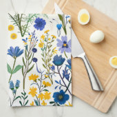 青素朴フランスの園の野草 キッチンタオル (四つ折り)