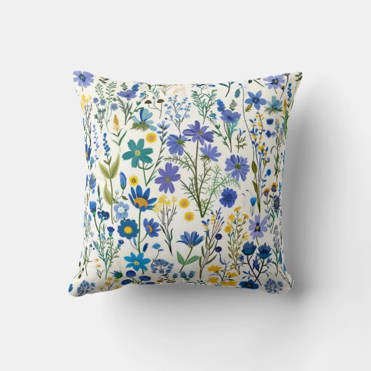 青素朴フランスの園の野草 クッション (裏面)