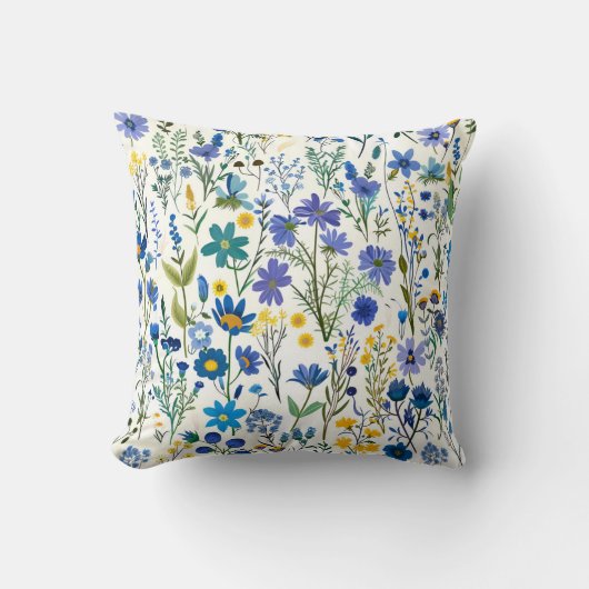 青素朴フランスの園の野草 クッション (正面)