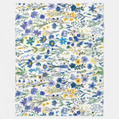 青素朴フランスの園の野草 フリースブランケット (正面)