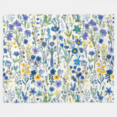 青素朴フランスの園の野草 フリースブランケット (正面(横))