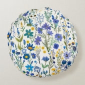 青素朴フランスの園の野草 ラウンドクッション (裏面)