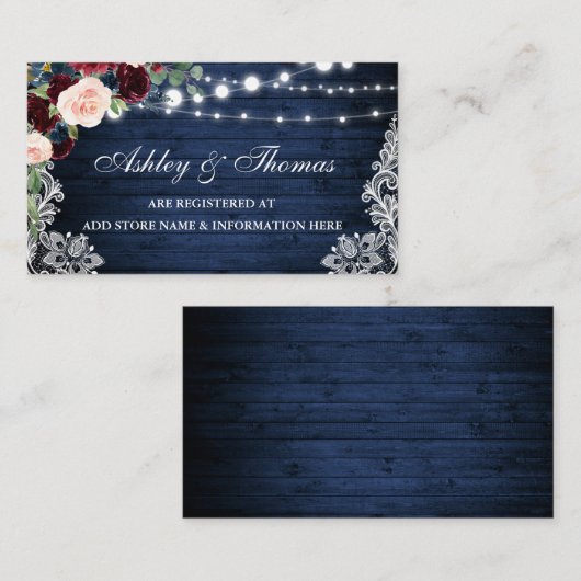 青素朴フローラの結婚レジストリ挿入カード エンクロージャーカード (正面/裏面)