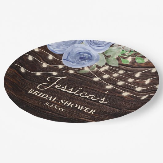 青素朴フローラストリングライトブライダルシャワー ペーパープレート (アングル)