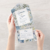 青素朴フローラ水彩ディナー オールインワン招待状 (貼ってはがせる)