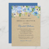 青素朴フローラ水彩ブライダルシャワー招待状 招待状 (正面/裏面)